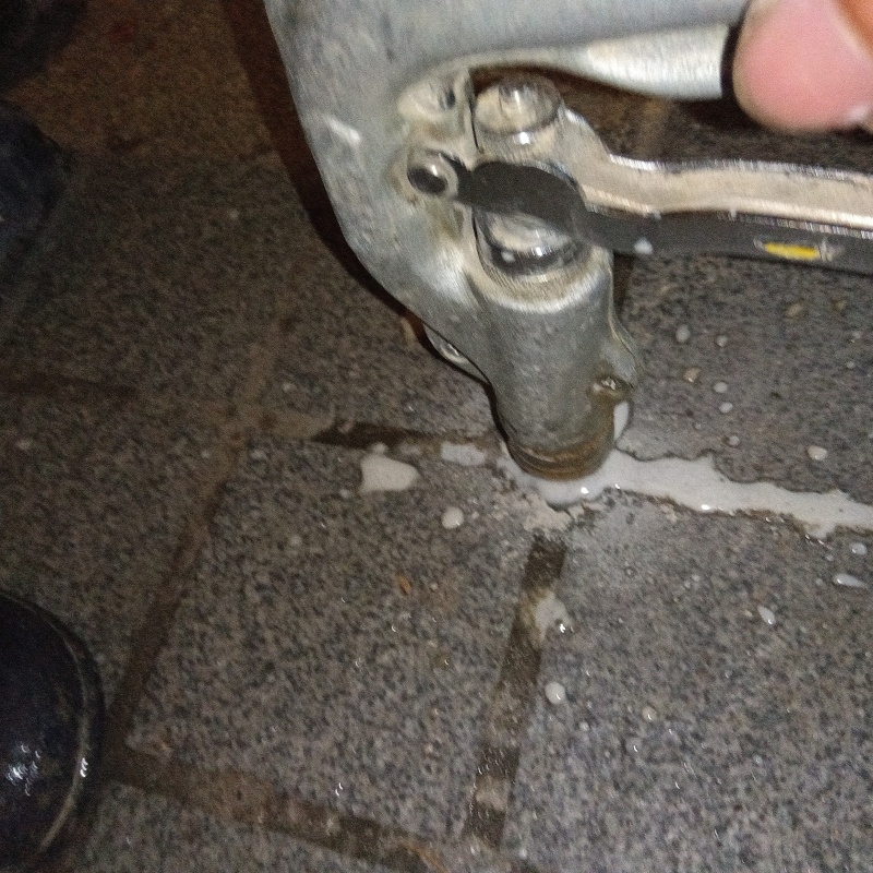 玄関の床タイルにシロアリ駆除剤を注入