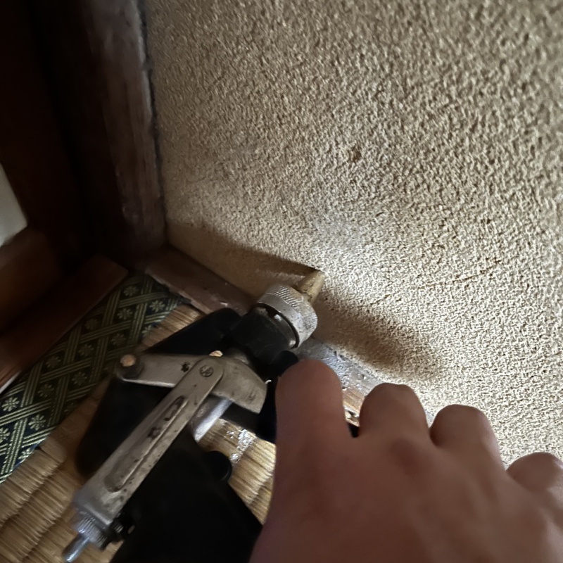 和室の壁にシロアリ駆除剤を注入