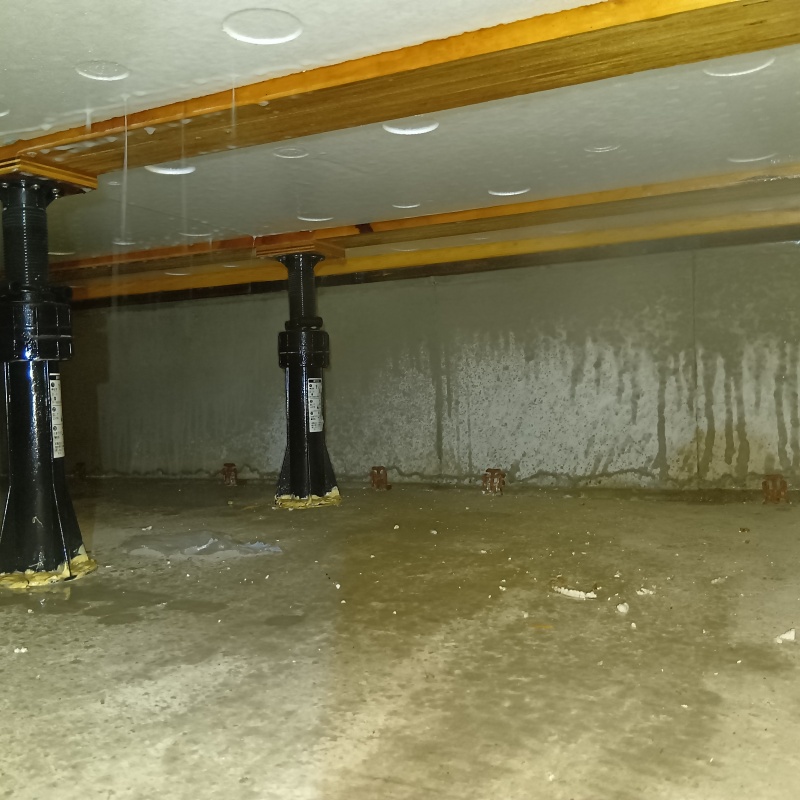 床下の基礎にシロアリ駆除剤を散布