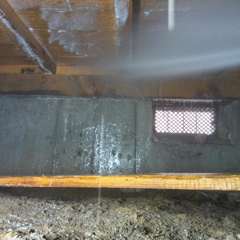 床下の基礎にシロアリ駆除剤を散布