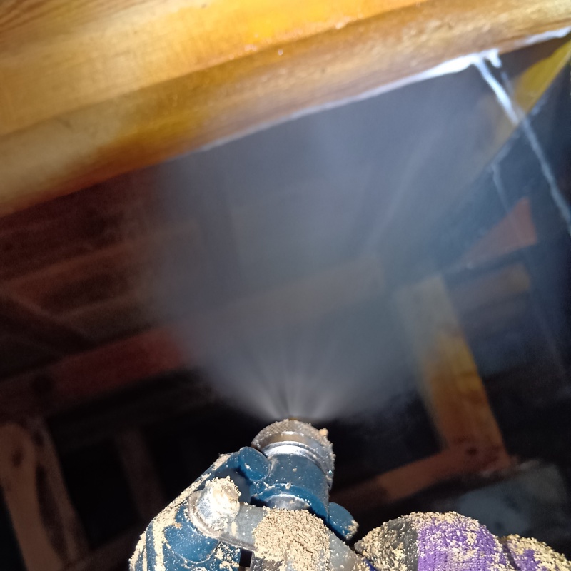 床下の木部にシロアリ駆除剤を散布