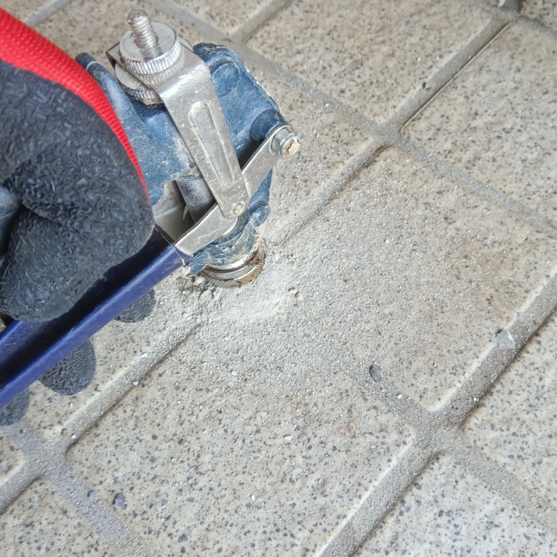 地面にシロアリ駆除剤を散布