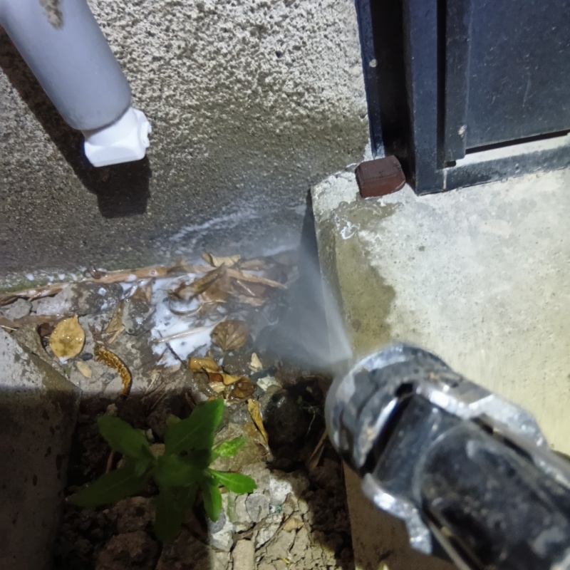 建物の外周にシロアリ駆除剤を散布