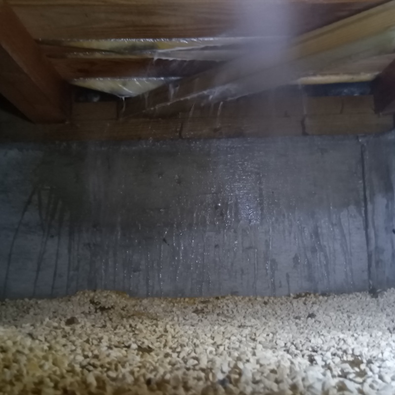 床下の木部にシロアリ駆除剤を散布