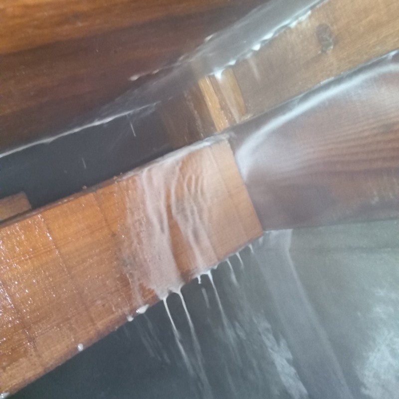 床下の木部にシロアリ駆除剤を散布