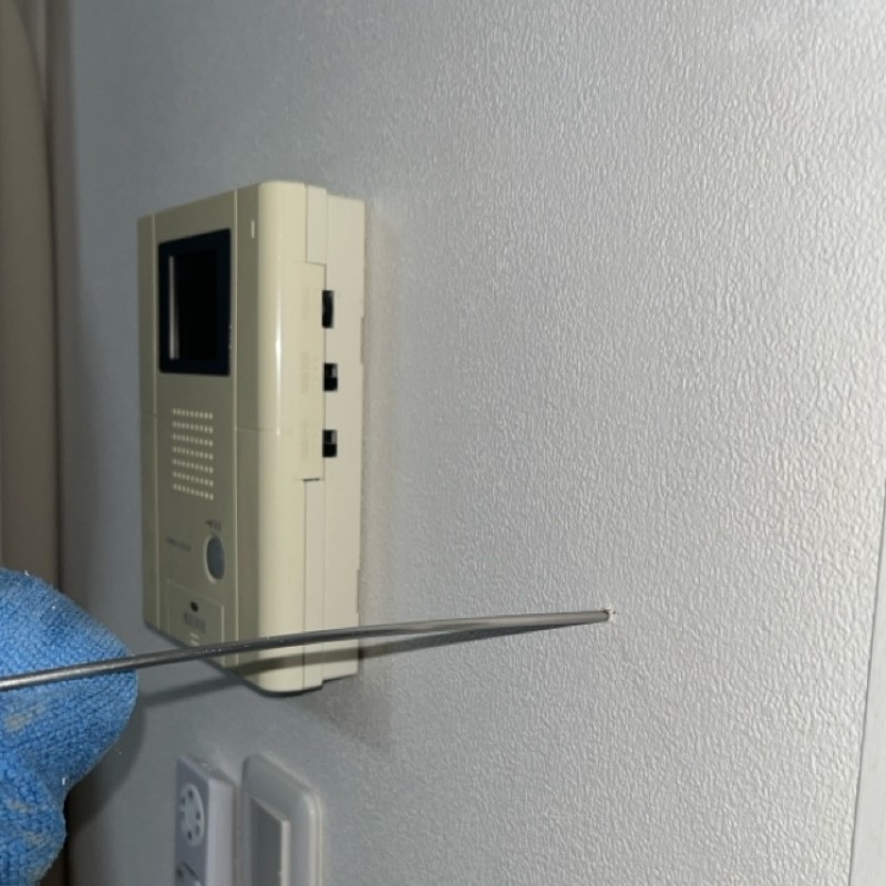 室内の壁にシロアリ駆除剤を注入