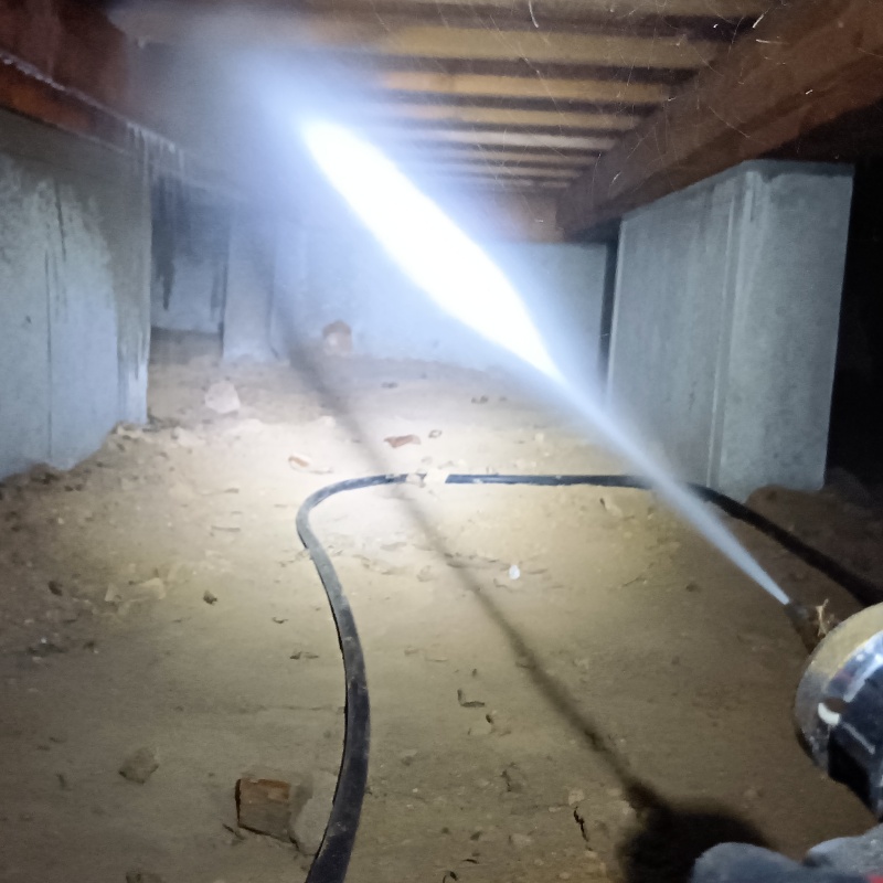 床下木材にシロアリ駆除剤を散布