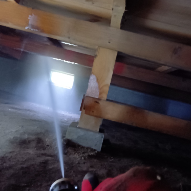 床下木材にシロアリ駆除剤を散布