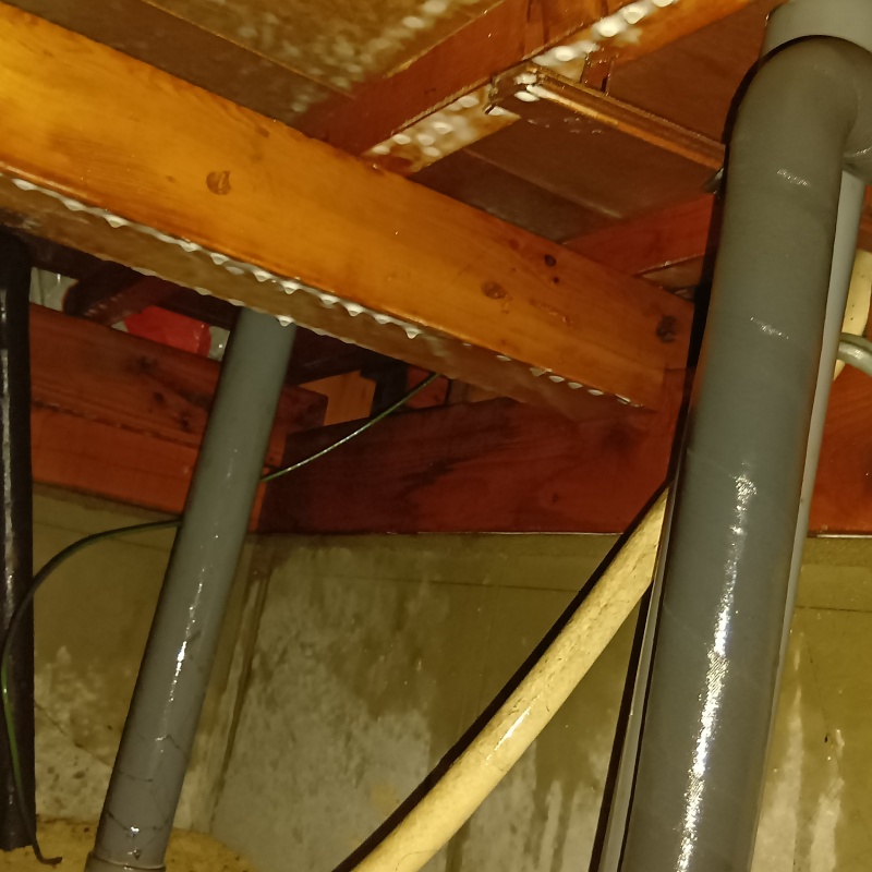 基礎にシロアリ駆除剤を散布した様子