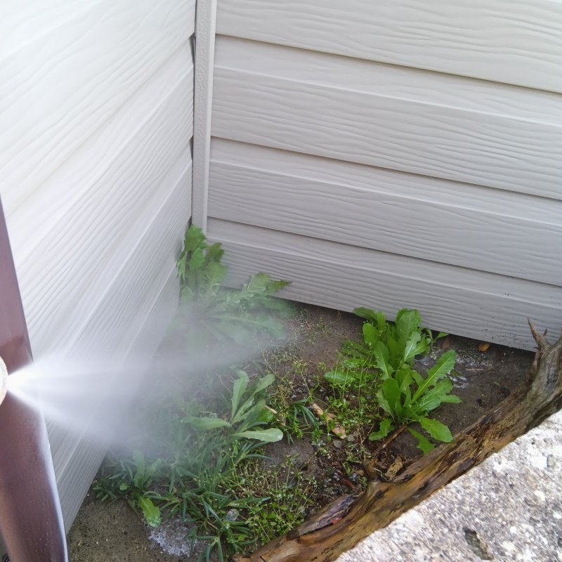 敷地内の地面に防蟻剤を散布