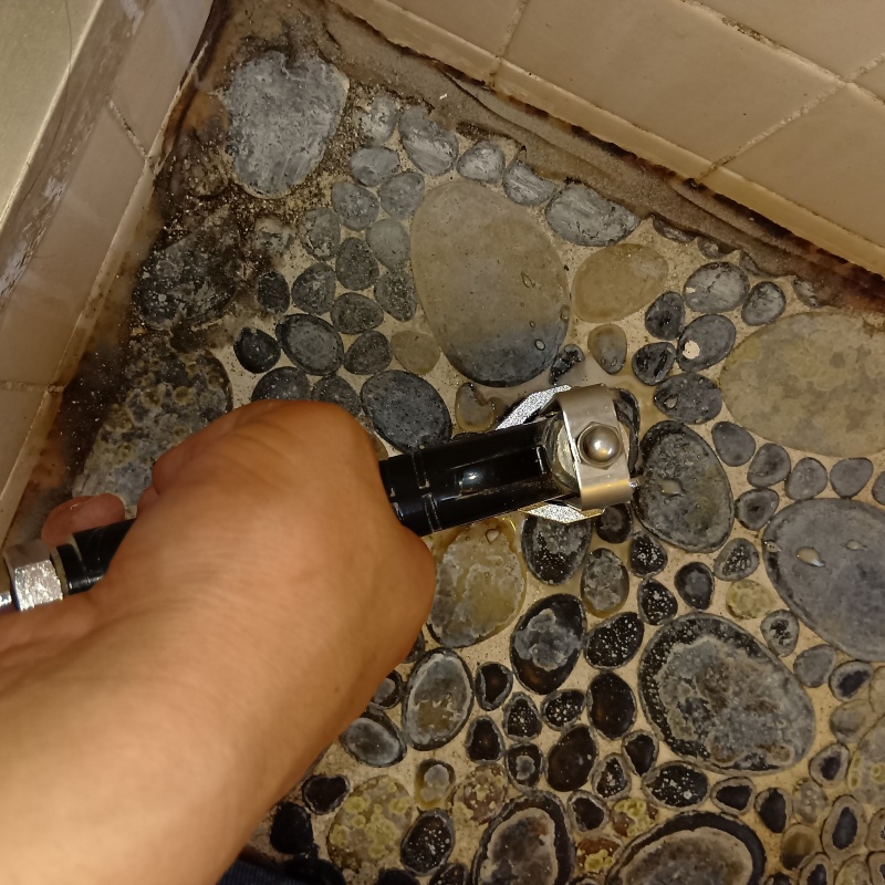 浴室の床タイルに防蟻剤を注入