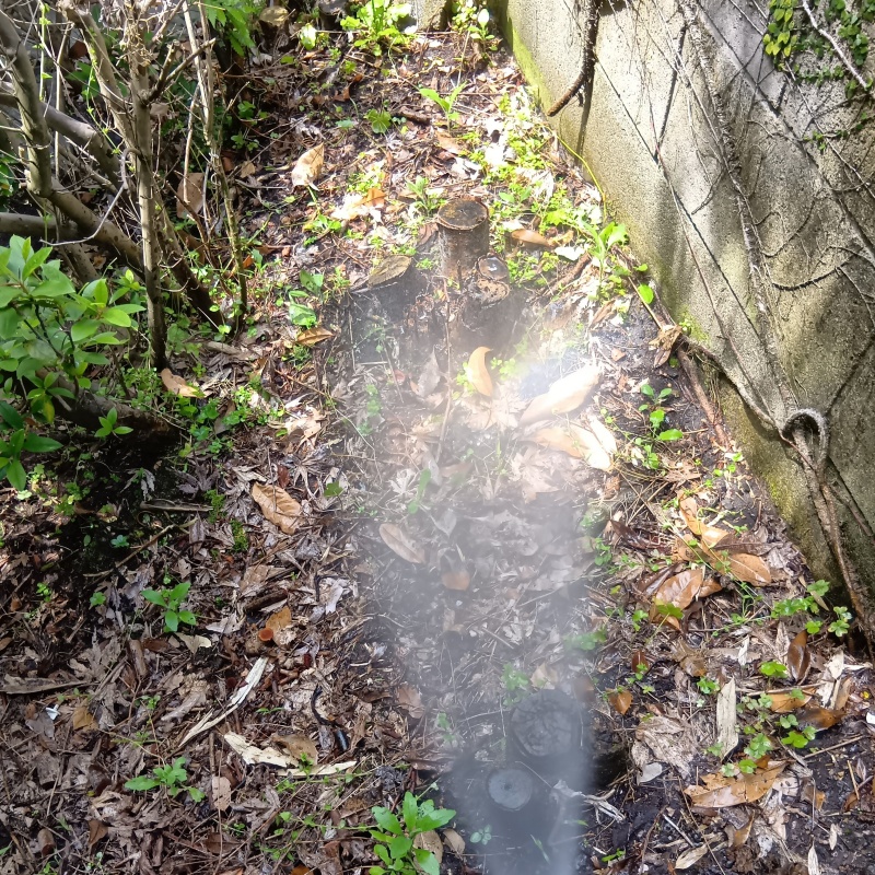 庭の地面に防蟻剤を散布