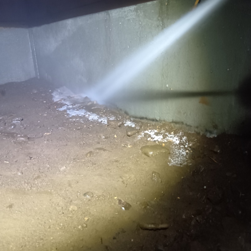 床下の地面にシロアリ駆除剤を散布