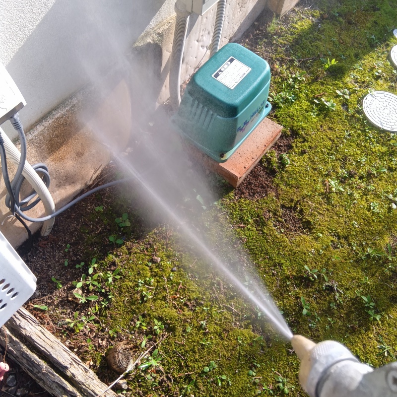 基礎まわりに防蟻剤を散布