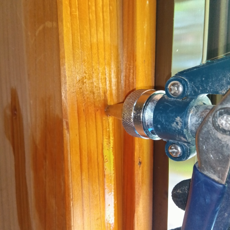 柱にシロアリ駆除剤を注入