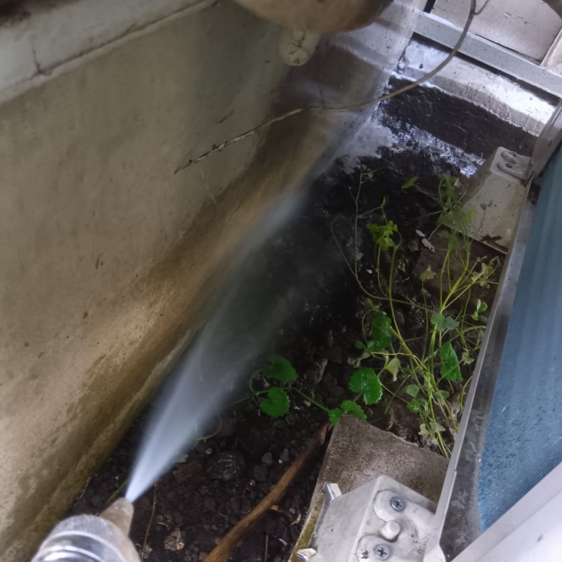 建物の外周にシロアリ駆除剤を散布