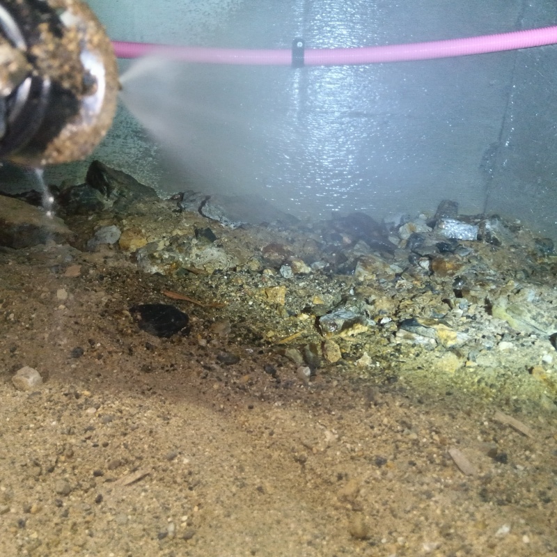 床下の地面にシロアリ駆除剤を散布