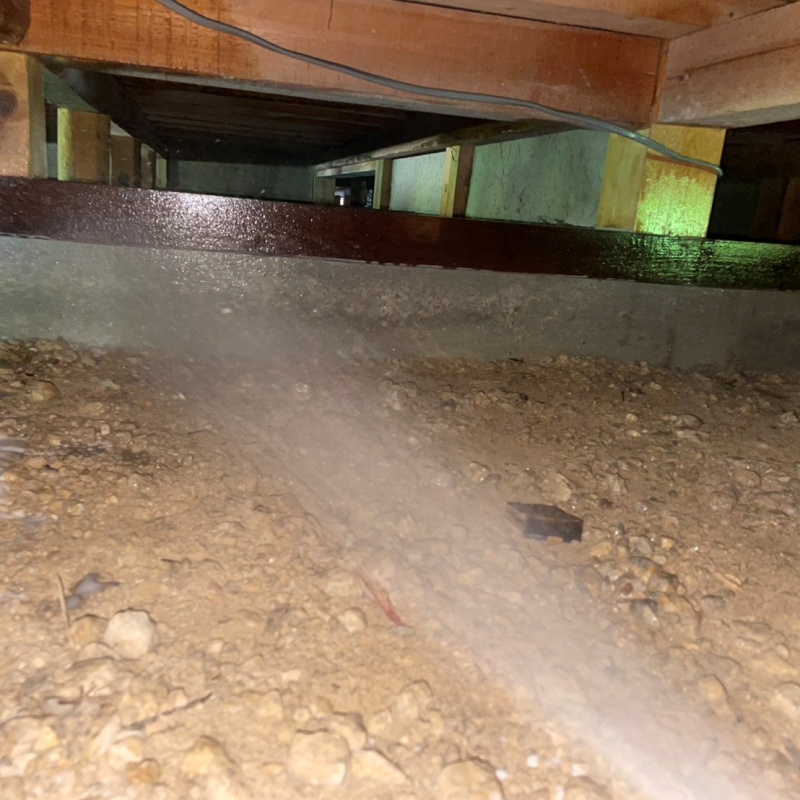 床下の地面にシロアリ駆除剤を散布