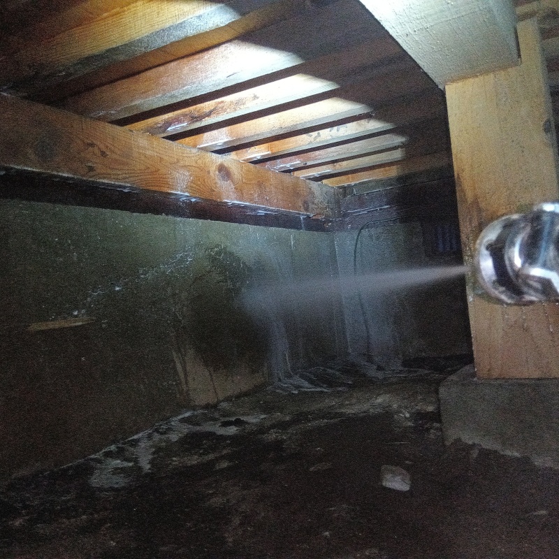 基礎にシロアリ駆除剤を散布