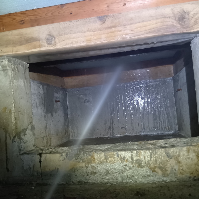 床下の基礎にシロアリ駆除剤を散布