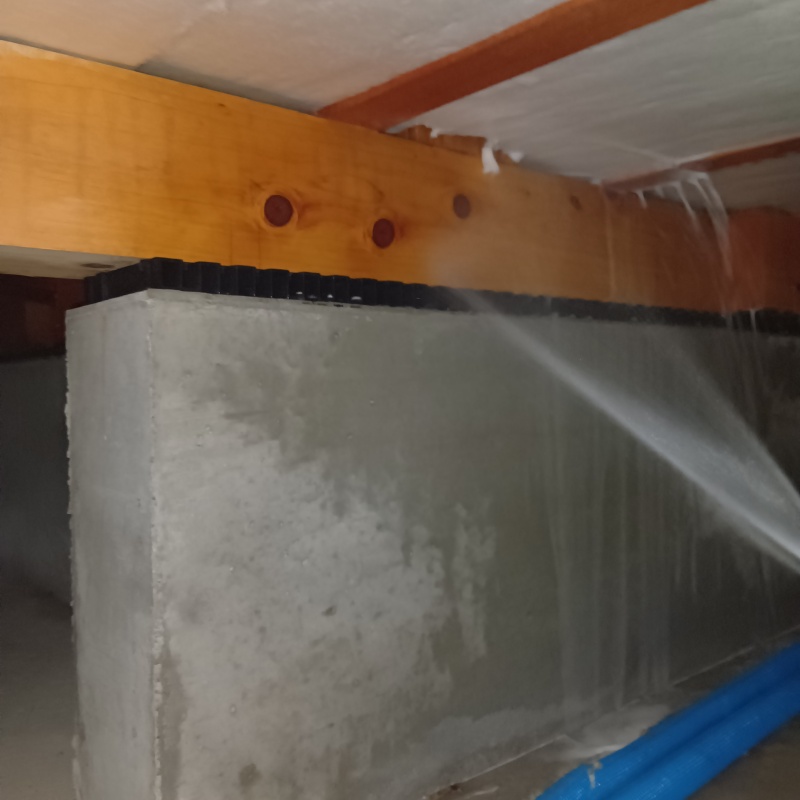 床下の木部に防蟻剤を散布