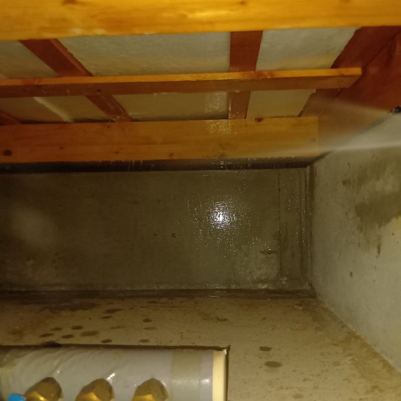 床下の基礎に防蟻剤を散布