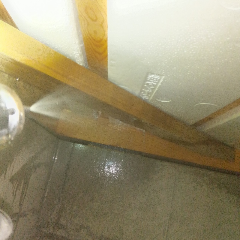 床下の木部に防蟻剤を散布