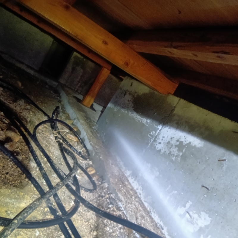 床下の基礎にシロアリ駆除剤を散布