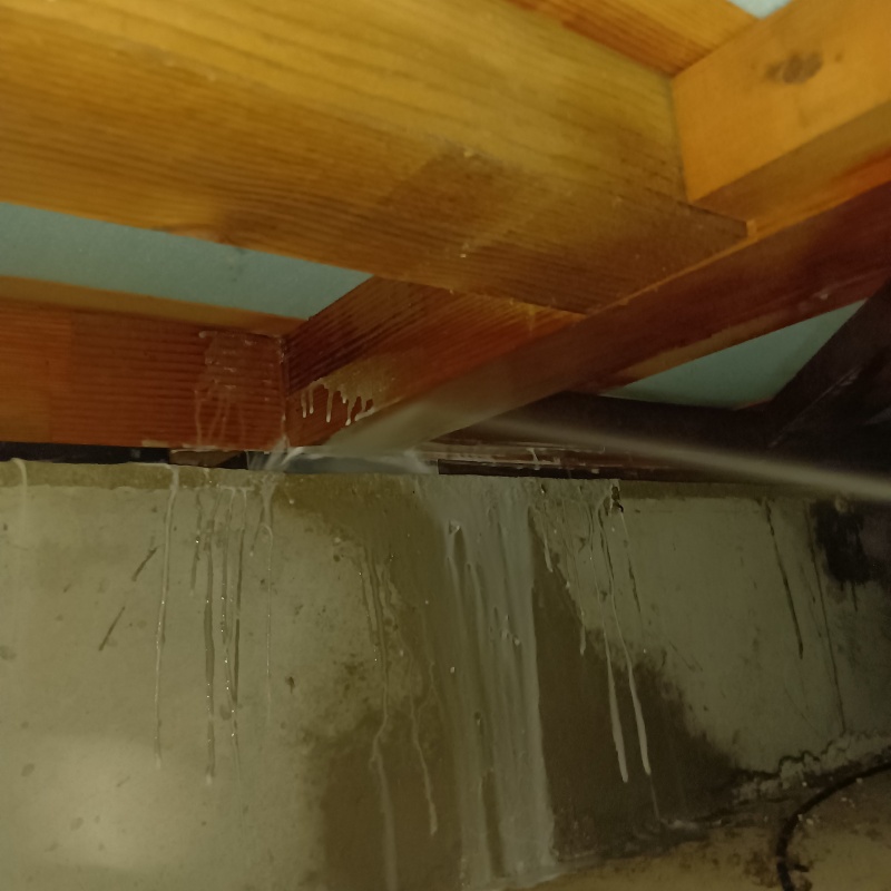 床下木材にシロアリ駆除剤を散布