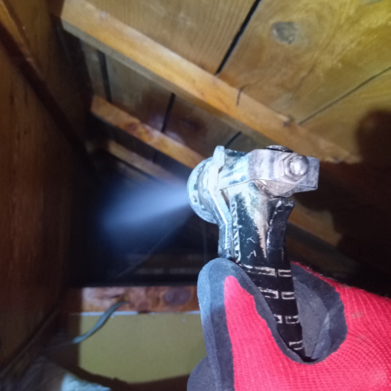 屋根裏にシロアリ駆除剤を散布