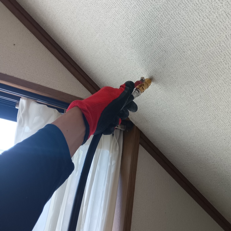 天井にシロアリ駆除剤を注入