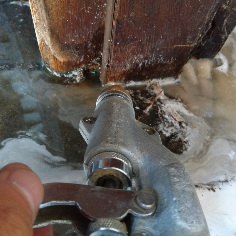 傷んだ柱にシロアリ駆除剤を注入