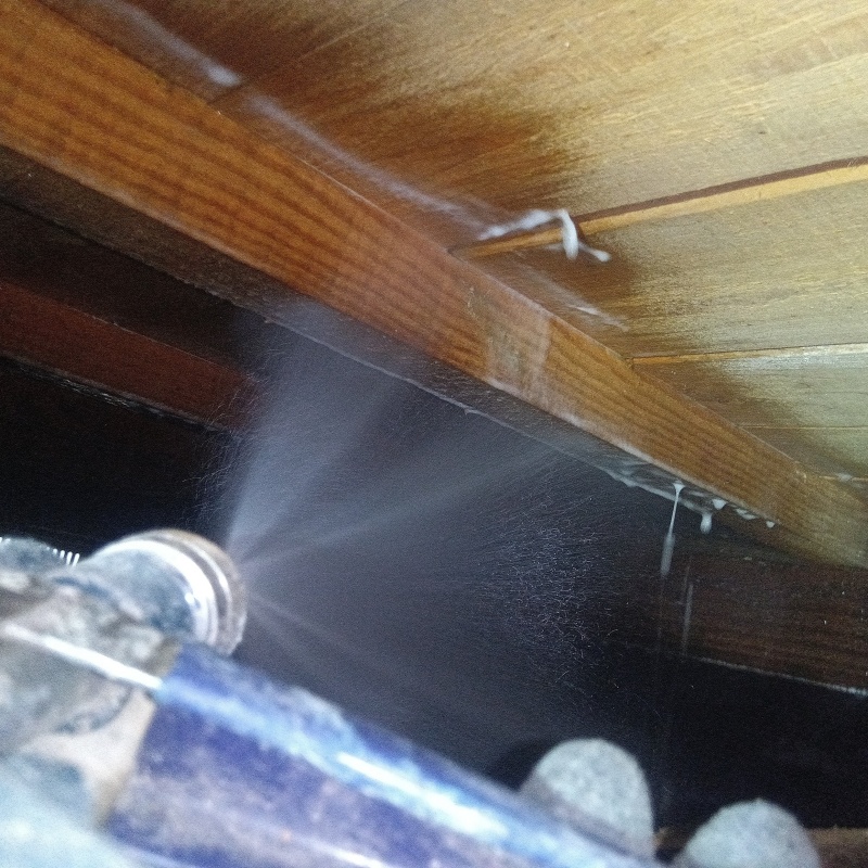 床下の木部にシロアリ駆除剤を散布