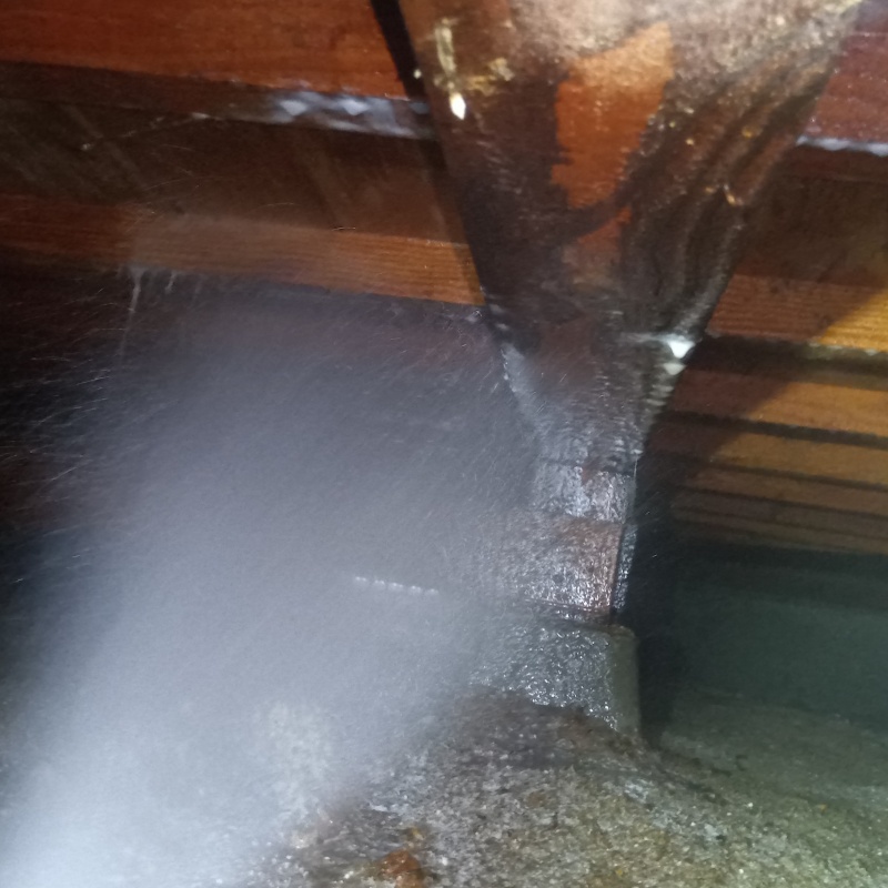 床下の木部にシロアリ駆除剤を散布