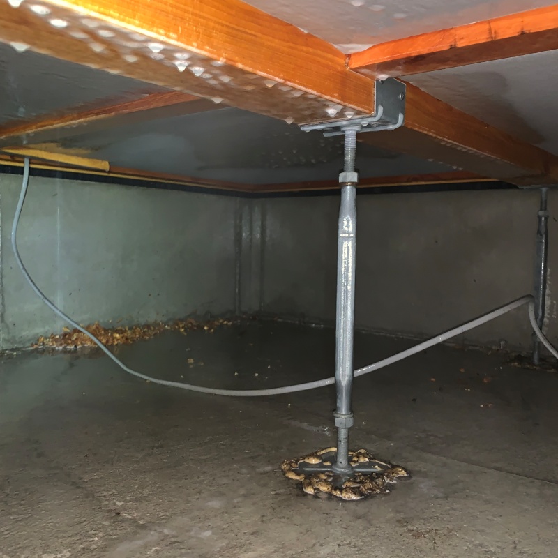 床下の木部に防蟻剤を散布