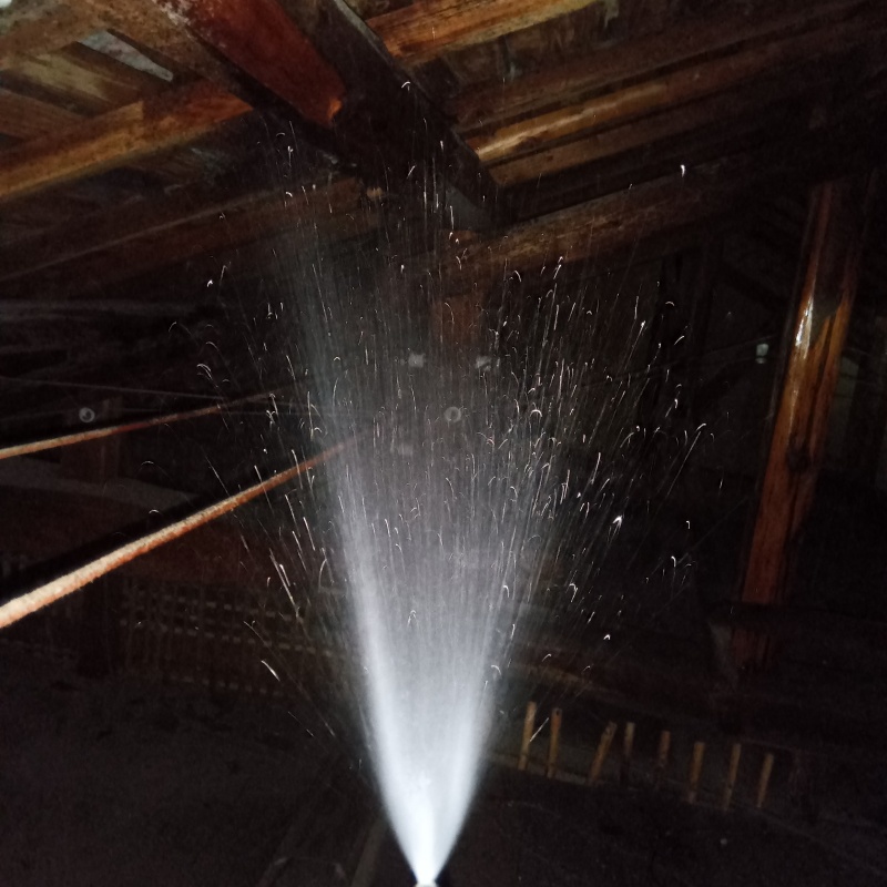 床下の木部にシロアリ駆除剤を散布