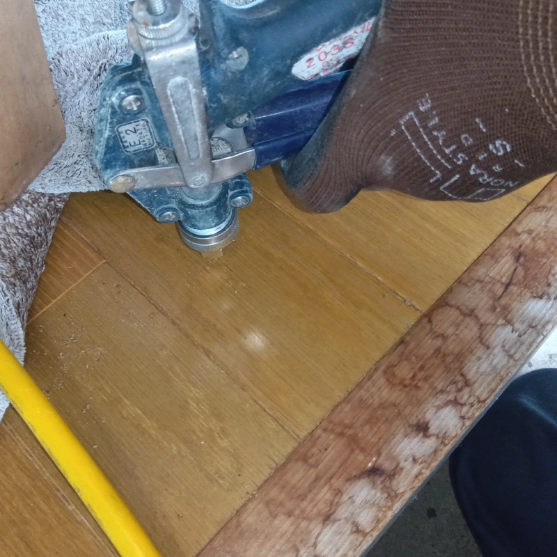 室内のフローリングにシロアリ駆除剤を注入