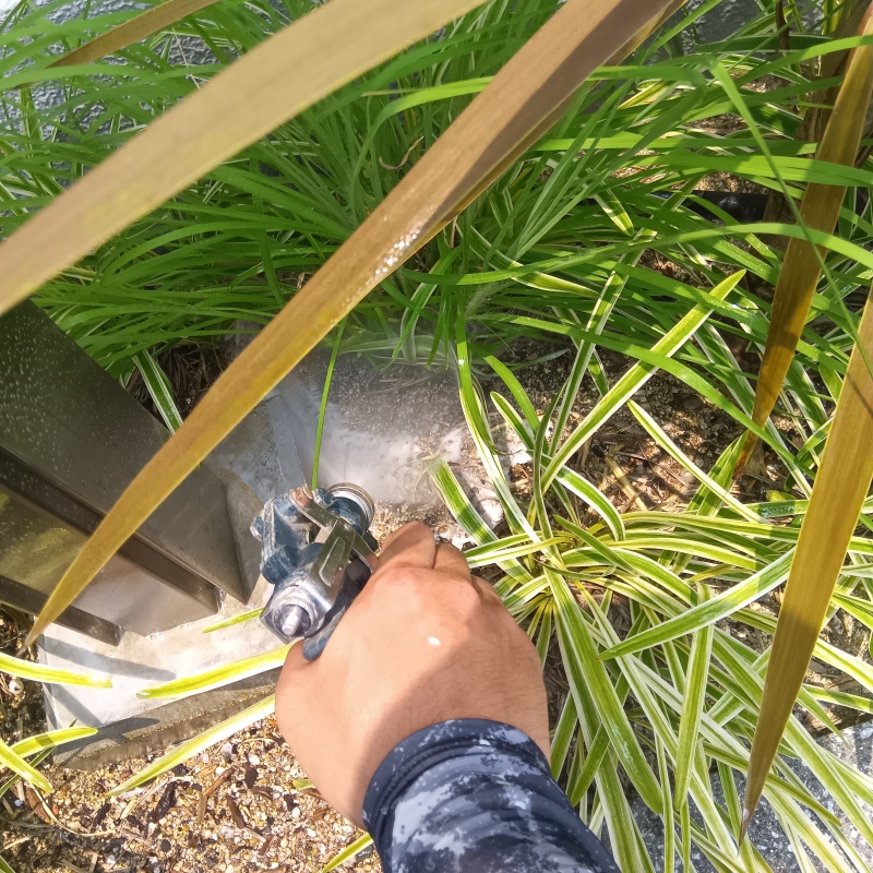 土壌にシロアリ駆除剤を散布