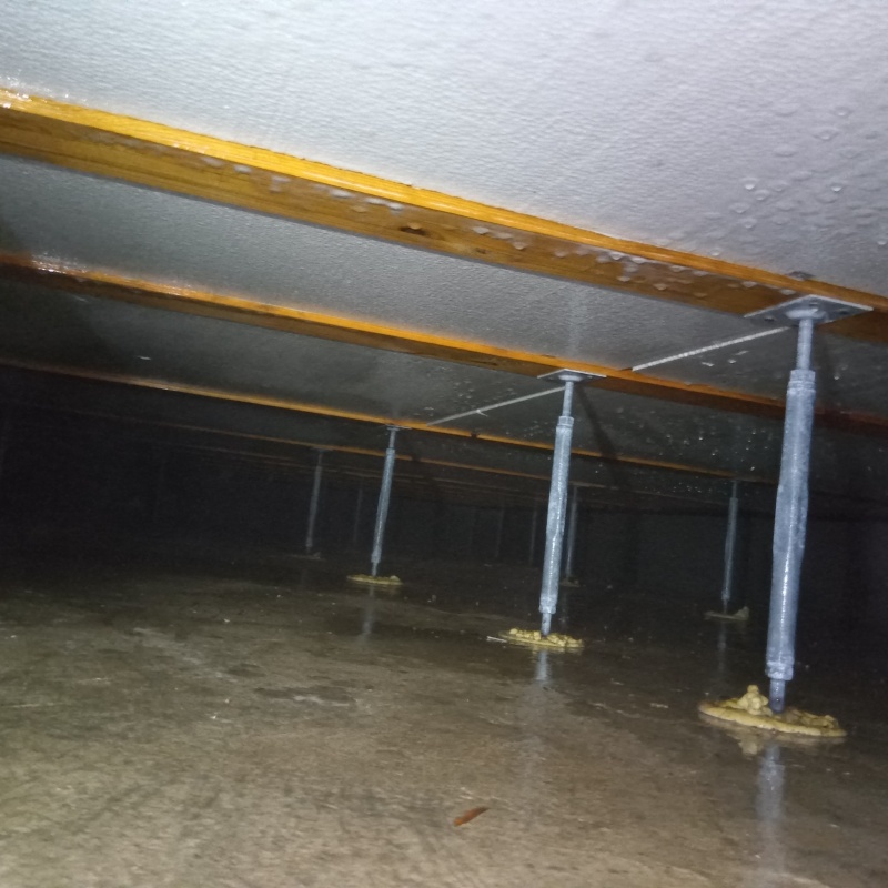 床下の木部に防蟻剤を散布