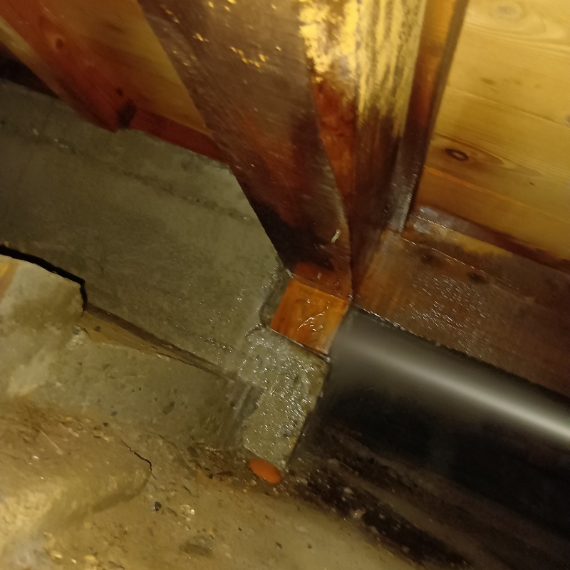 床下の基礎にシロアリ駆除剤を散布