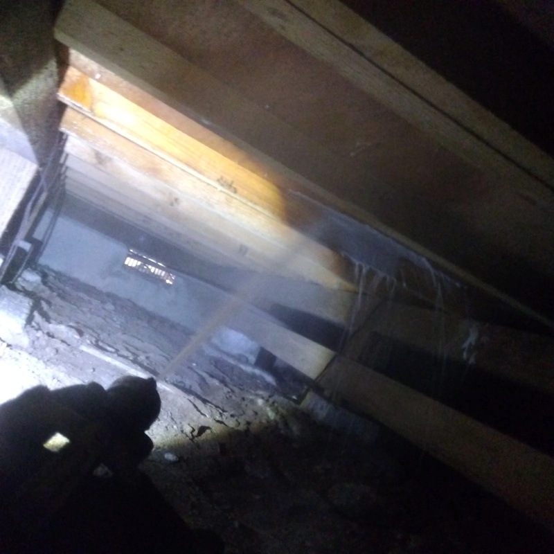 床下木材にシロアリ駆除剤を散布