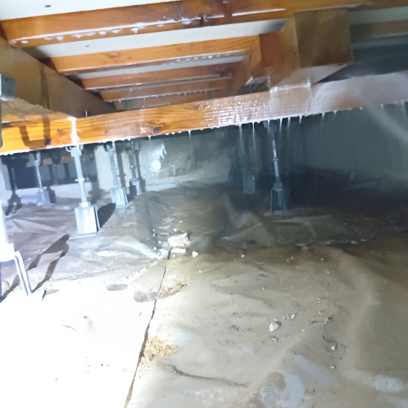 床下木材にシロアリ駆除剤を散布