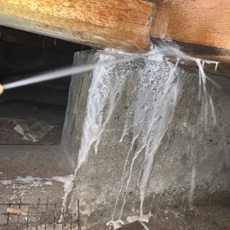 基礎にシロアリ駆除剤を散布