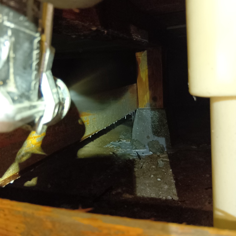 床下の地面にシロアリ駆除剤を散布