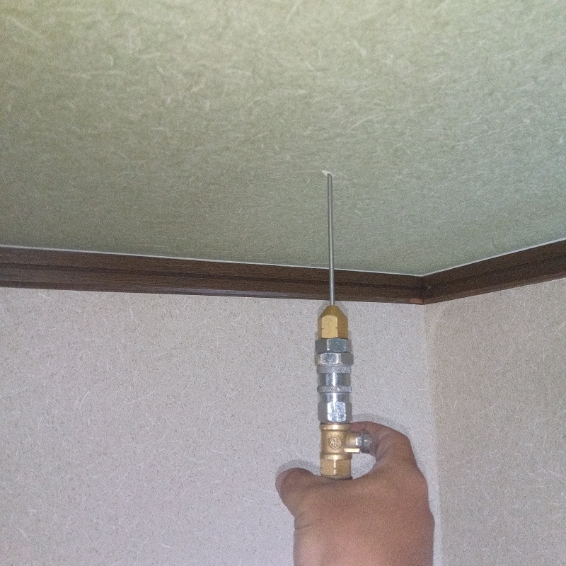 天井にシロアリ駆除剤を注入