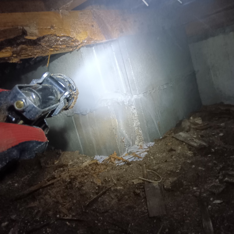 基礎にシロアリ駆除剤を散布