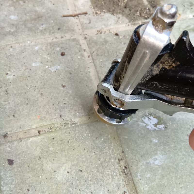 玄関床の目地からシロアリ駆除剤を注入