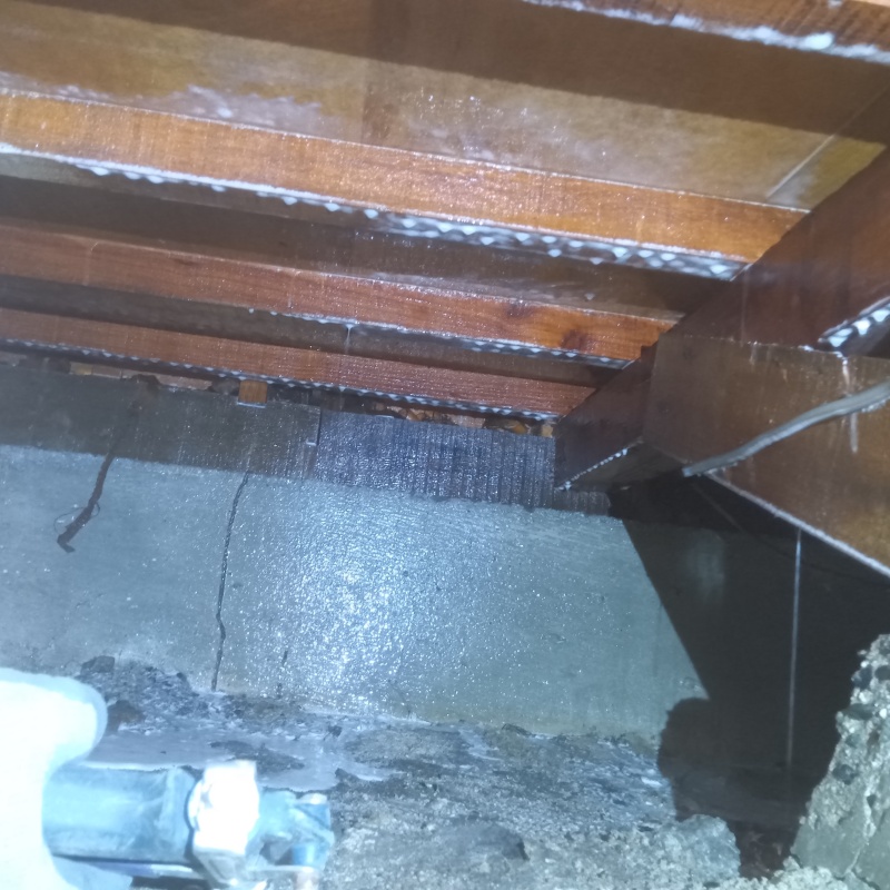 地面・基礎にシロアリ駆除剤を散布した様子