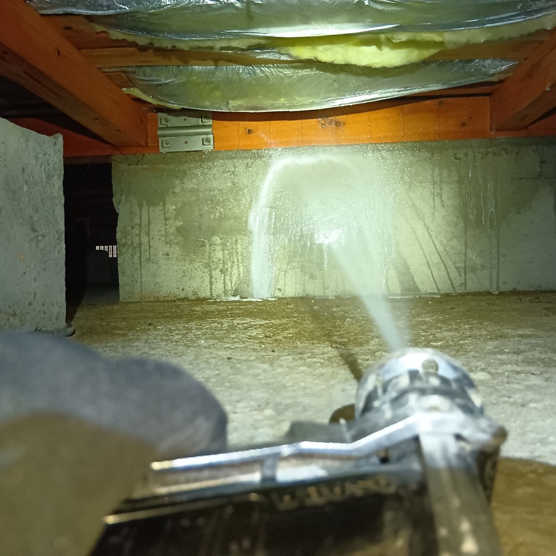 床下の基礎にシロアリ駆除剤を散布