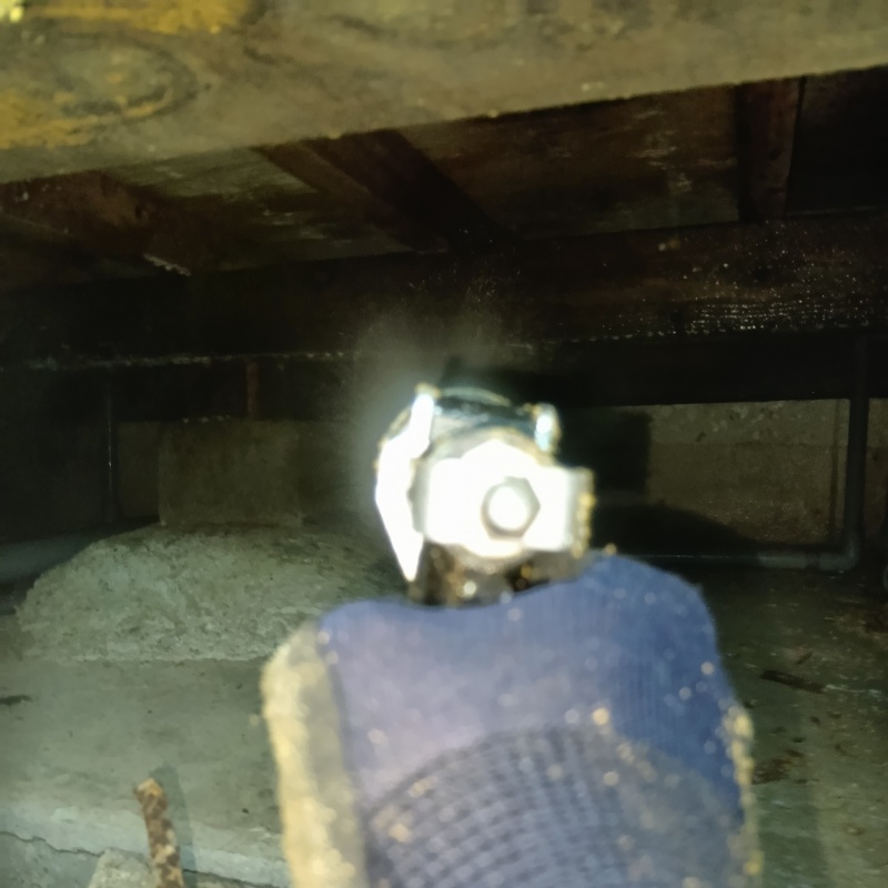 床下の基礎にシロアリ駆除剤を散布